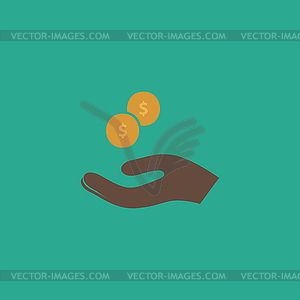 Pictograph of money in hand - vector clip art