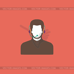 Call center operator with headset - vector clipart / vector image