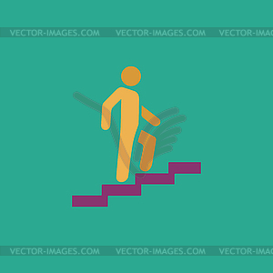 Man on Stairs going up symbol - vector clip art