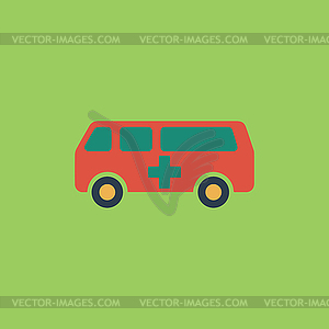 Ambulance flat icon - vector clipart