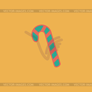 Candy cane flat icon - vector clip art