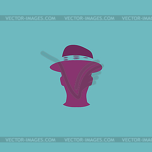 Man head with hat - vector clip art