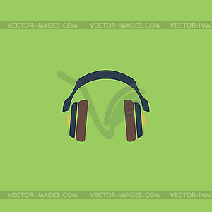 Retro headphone flat icon - vector EPS clipart