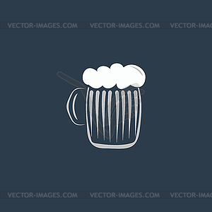 Glass of beer with foam - vector image