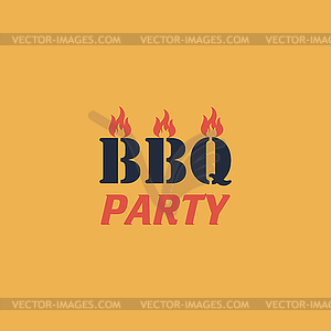 Flaming BBQ Party word design element - vector image