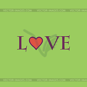Stylized text Love - vector image