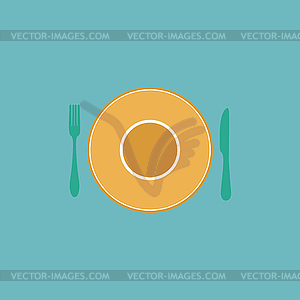 Plate dish with fork and knife - royalty-free vector image