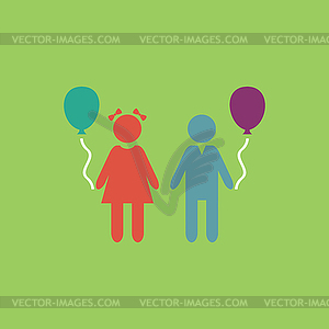 Children and Balloon - vector clipart