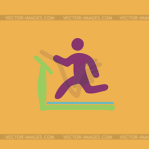 Running, treadmill flat icon - vector image