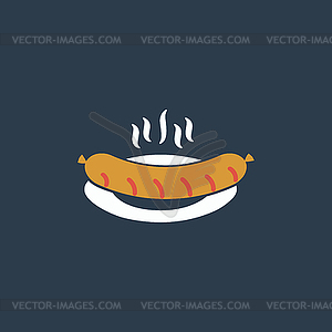 Sausage on plate - vector image