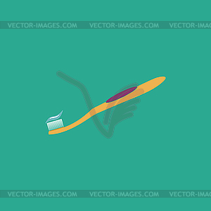 Toothbrush and Toothpaste Icon - vector image