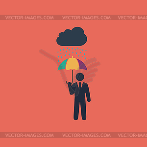 Businessman with umbrella protect of rain - vector clipart