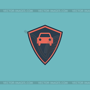 Vehicle shield flat icon - vector image