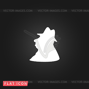 Man profile in hat icon - vector clip art