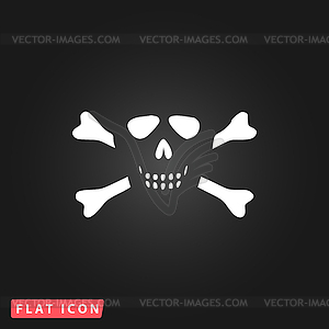 Cartoon skull with bones icon - vector clipart
