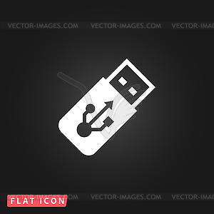 Usb flash drive icon on grey flat button - vector clipart