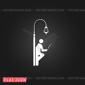 Businessman leaning on lamppost in tree - vector clip art