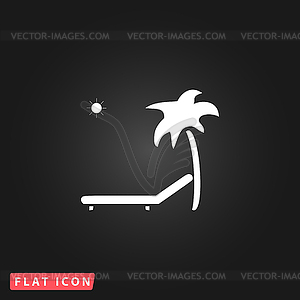 Tropical resort beach. Sunbed Chair - icon - vector image