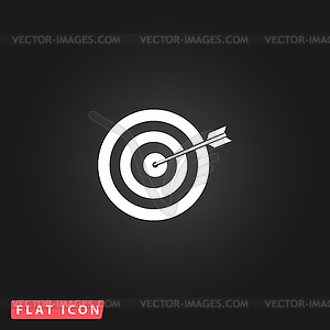 Dart is in center of dartboard - vector image