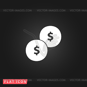 Dollars money coin icon - - color vector clipart