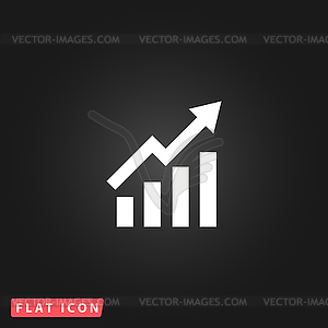 Growing bars graphic icon with rising arrow - vector image