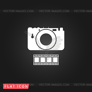 Photography camera and film icon - royalty-free vector image