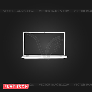 Laptop flat icon - vector image