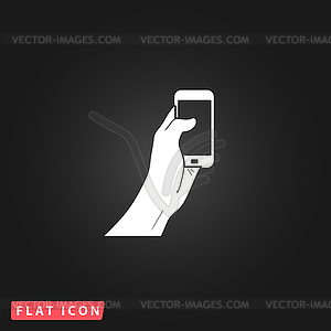 Mobile phone in hand icon - vector image