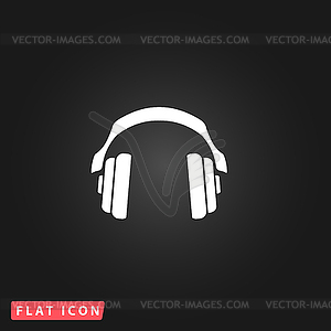 Retro headphone flat icon - vector image