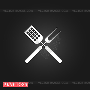 Barbecue utensils flat icon - vector image