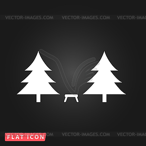 Camping among trees - vector clipart