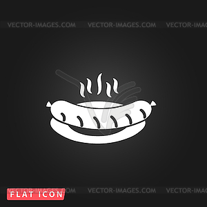 Sausage on plate - vector clip art