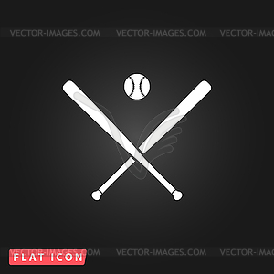 Crossed baseball bats and ball - vector clipart