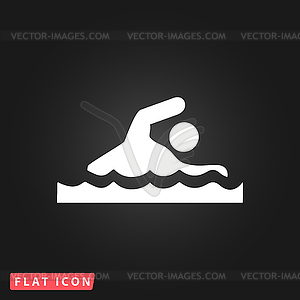 Swimming flat icon - vector image