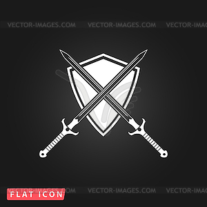Two swords and shiel - vector image