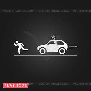 Robber and police car - vector clip art