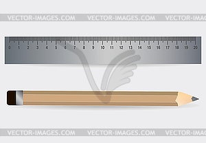 Pencil with ruler - vector image