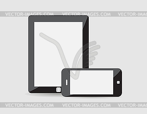 Modern phone, tablet on white - vector image