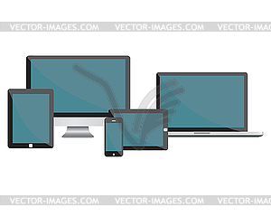 Electronic devices - desktop computer, laptop, - vector image