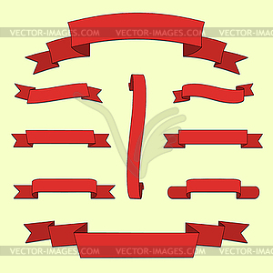 Red Web Ribbons Set, - vector clipart