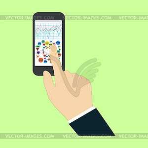 Touch screen finger - creative in flat style. - vector image