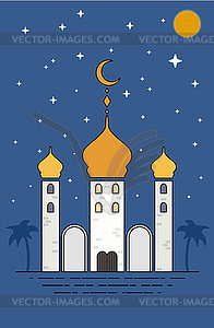 Islamic Sheikh Grand Mosque. Eid Mubarak - vector clip art