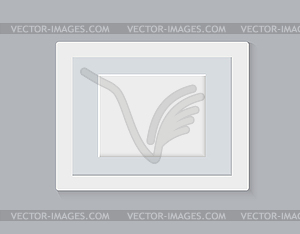 Realistic empty horizontal picture frame on grey - vector image