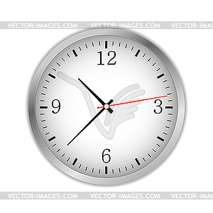 Office circle retro analog clock with black hands - vector image