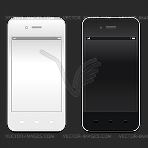 White and black smartphone realistic mockup. Model - vector clip art