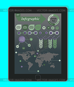 Infographics Concept on black Tablet PC. Template - vector image