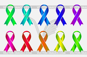 Set of colorful awareness ribbons . eps10 - vector clip art