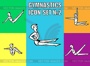 Boy performs sitting exercises of fitness - vector clip art