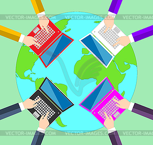 Teamwork. Concept of global business communication - vector image