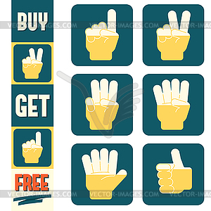 Vertical Happy hour banner and set of promotional icons - vector image